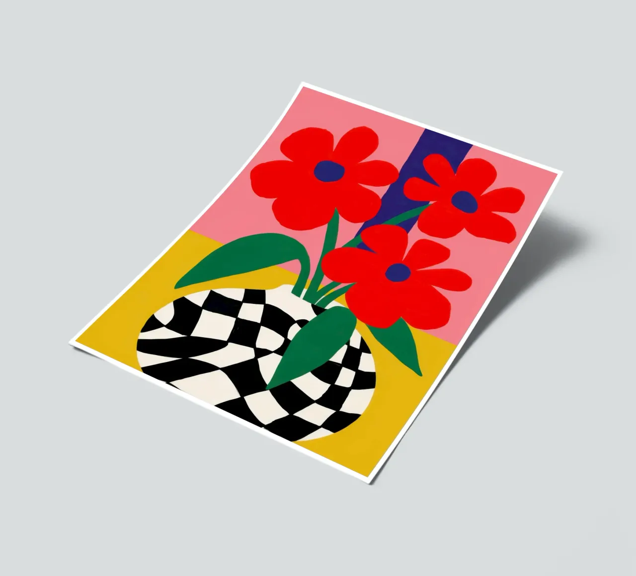 Checkerboard Bloom Red sticker sheet by Solar Paint