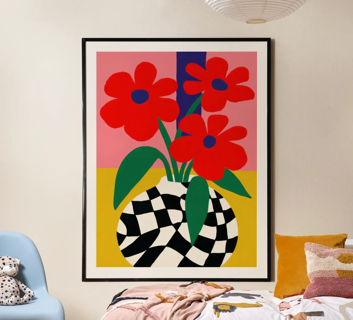 Checkerboard Bloom Red poster by Solar Paint