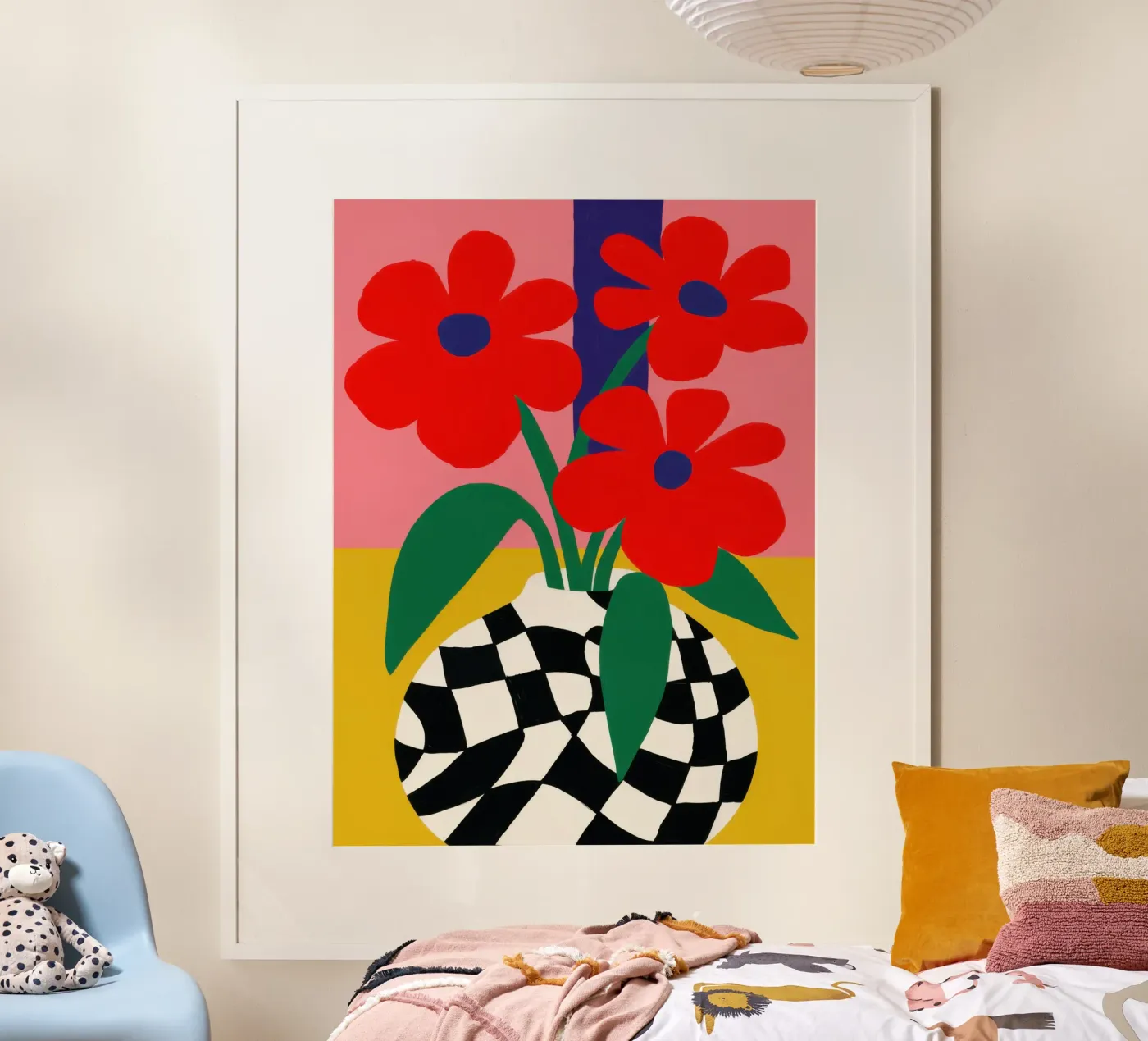 Checkerboard Bloom Red poster by Solar Paint