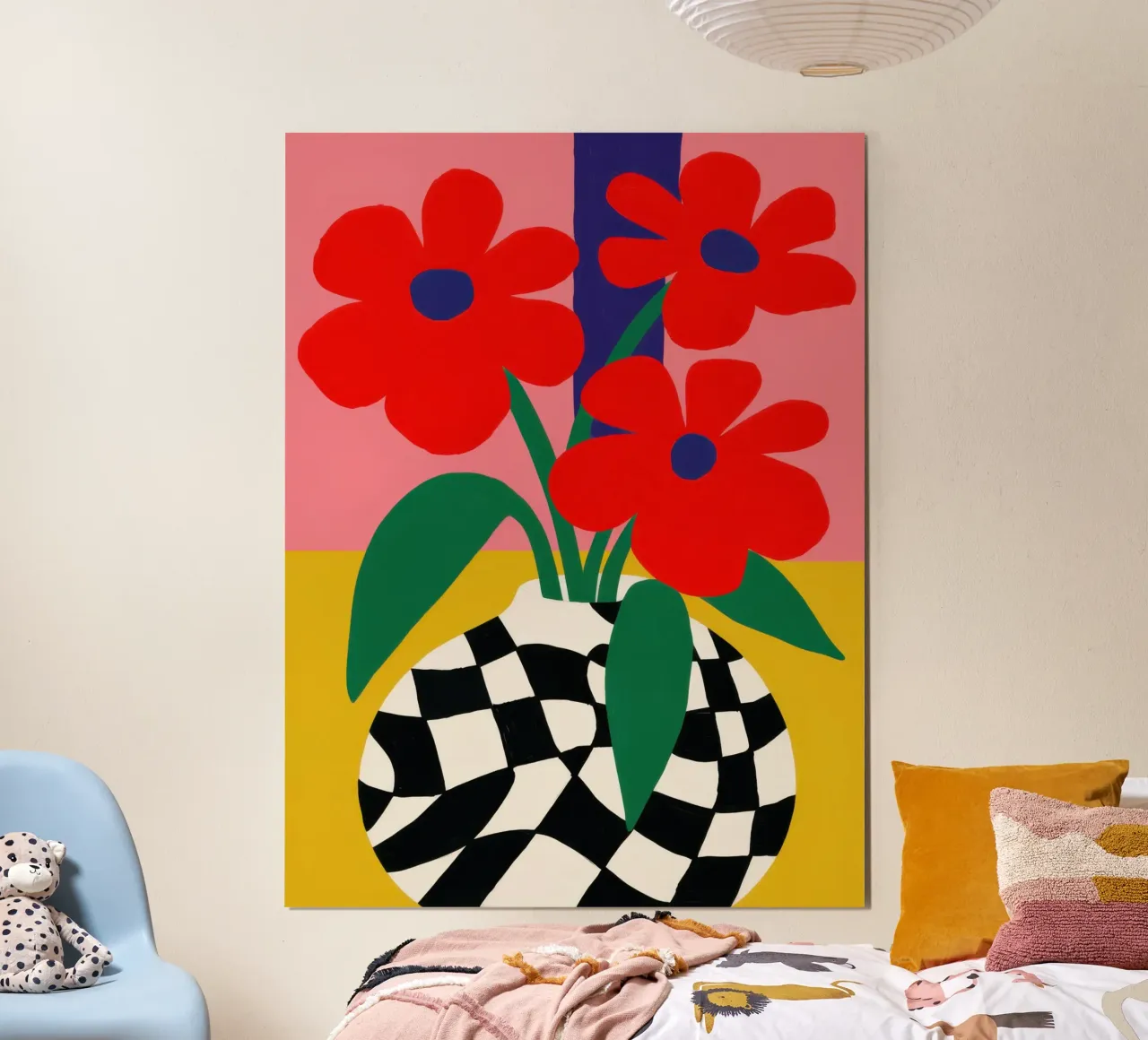 Checkerboard Bloom Red hahnemühle by Solar Paint