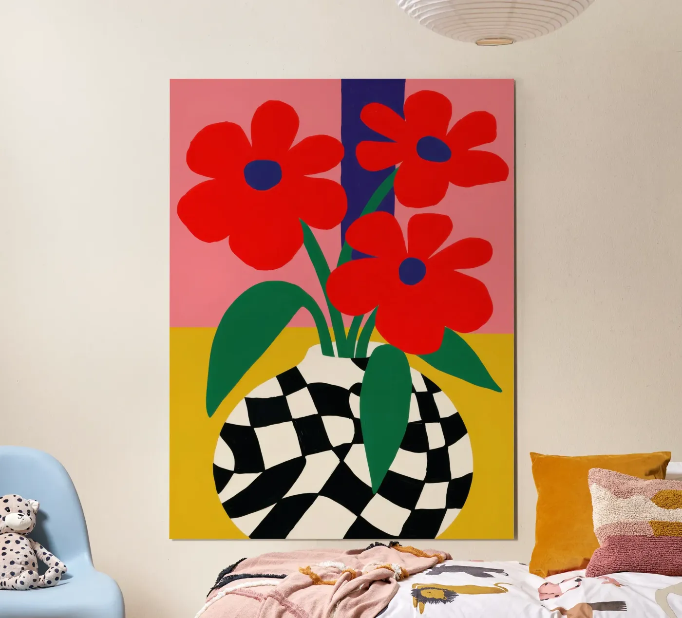 Checkerboard Bloom Red poster by Solar Paint