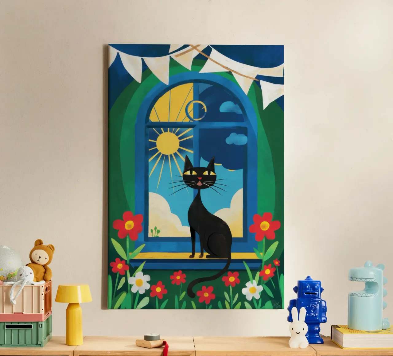 Sunset Watcher Silhouette canvas with Floater frame by Prism Ritual