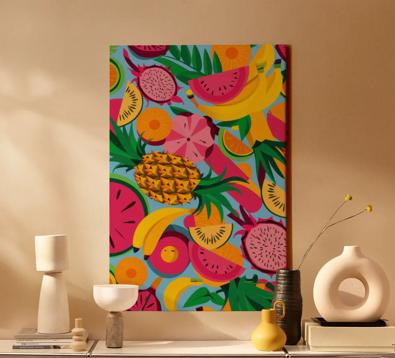 Fiesta di frutta esotica tela con Cornice a cassetta da Frosh Pallete