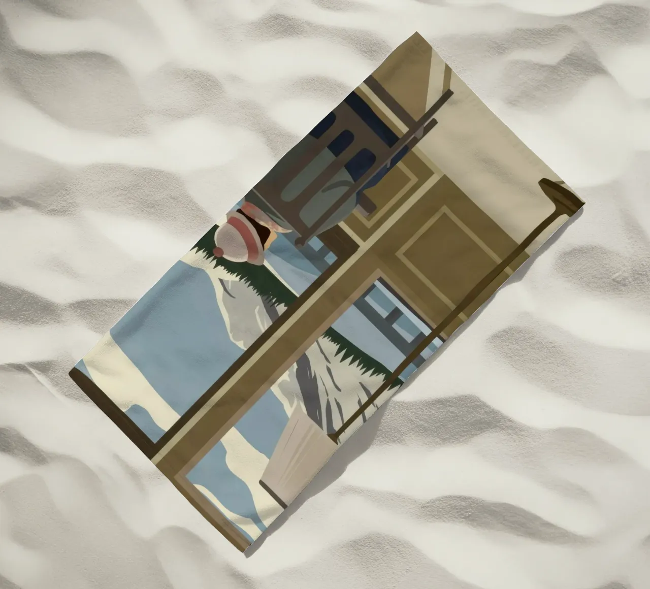 Tranquil Window View beach towel by Bring Haven