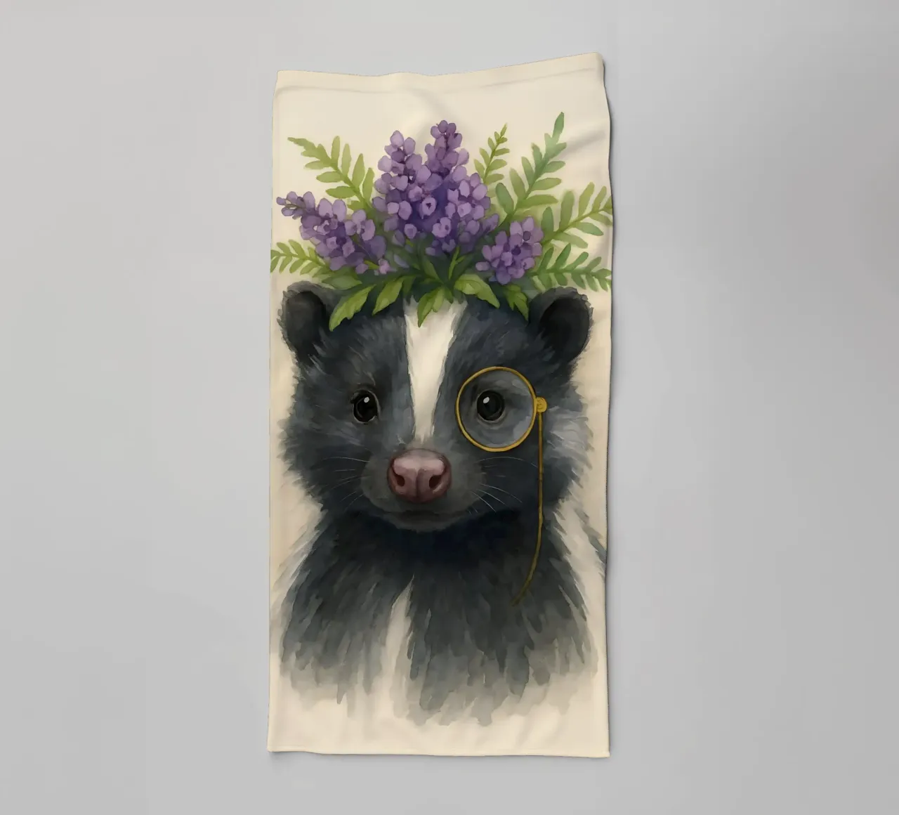 Lavender & Logic: The Gentleman Skunk towel by Graceful Desine