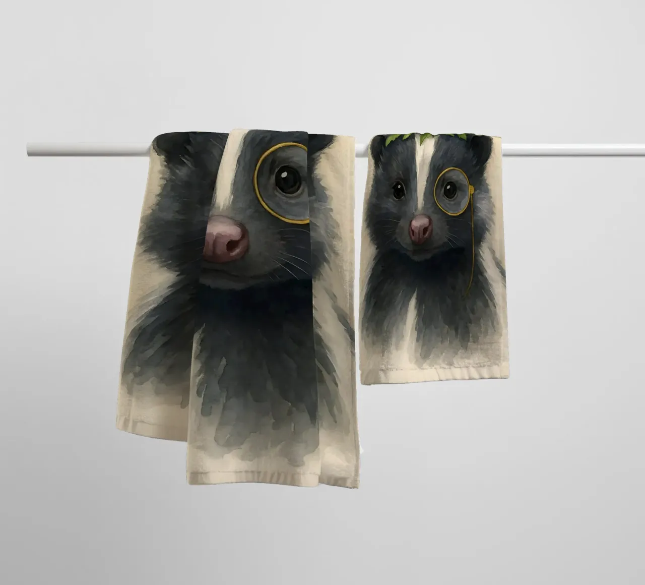 Lavender & Logic: The Gentleman Skunk towel by Graceful Desine