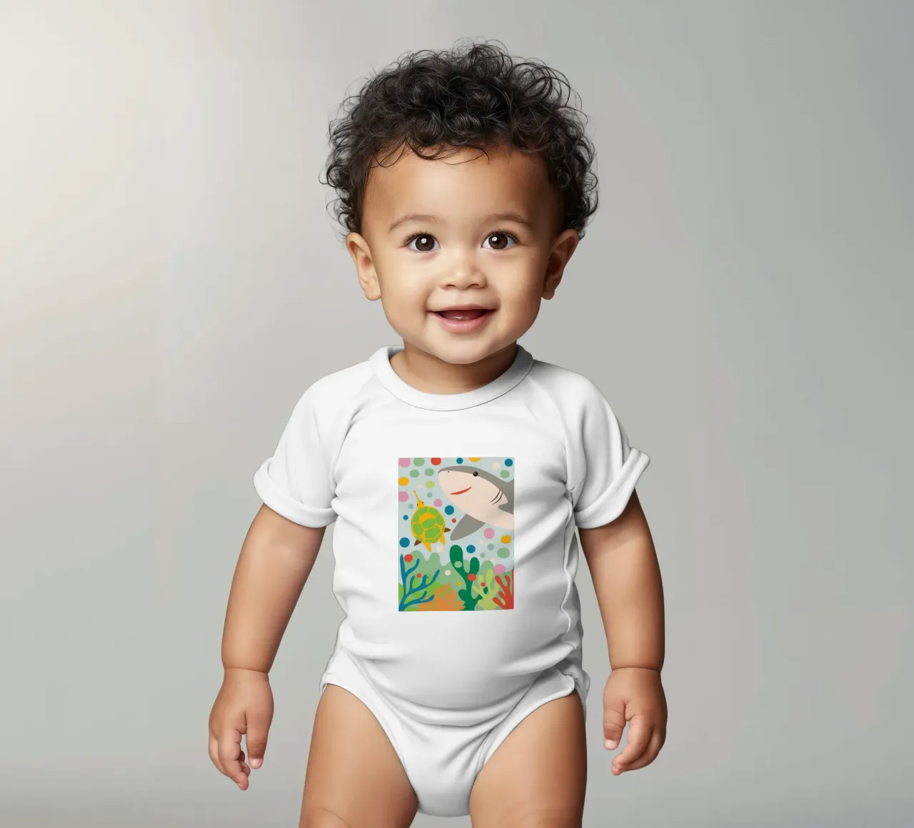 Squali e tartarughe body neonato maniche corte da CUTE ANIMALS