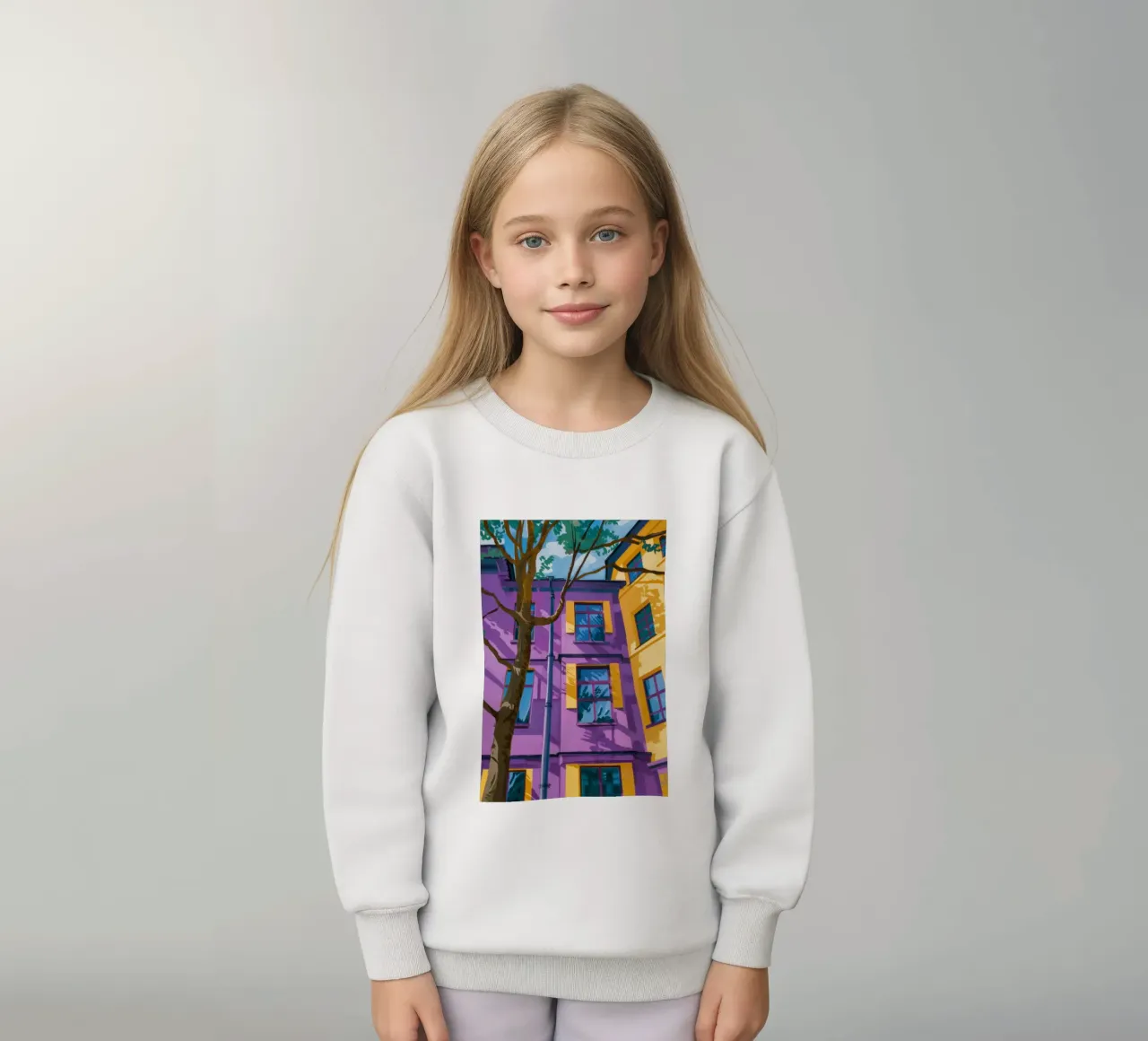 Psychedelic Urban Facade kids sweatshirt by Prism Ritual