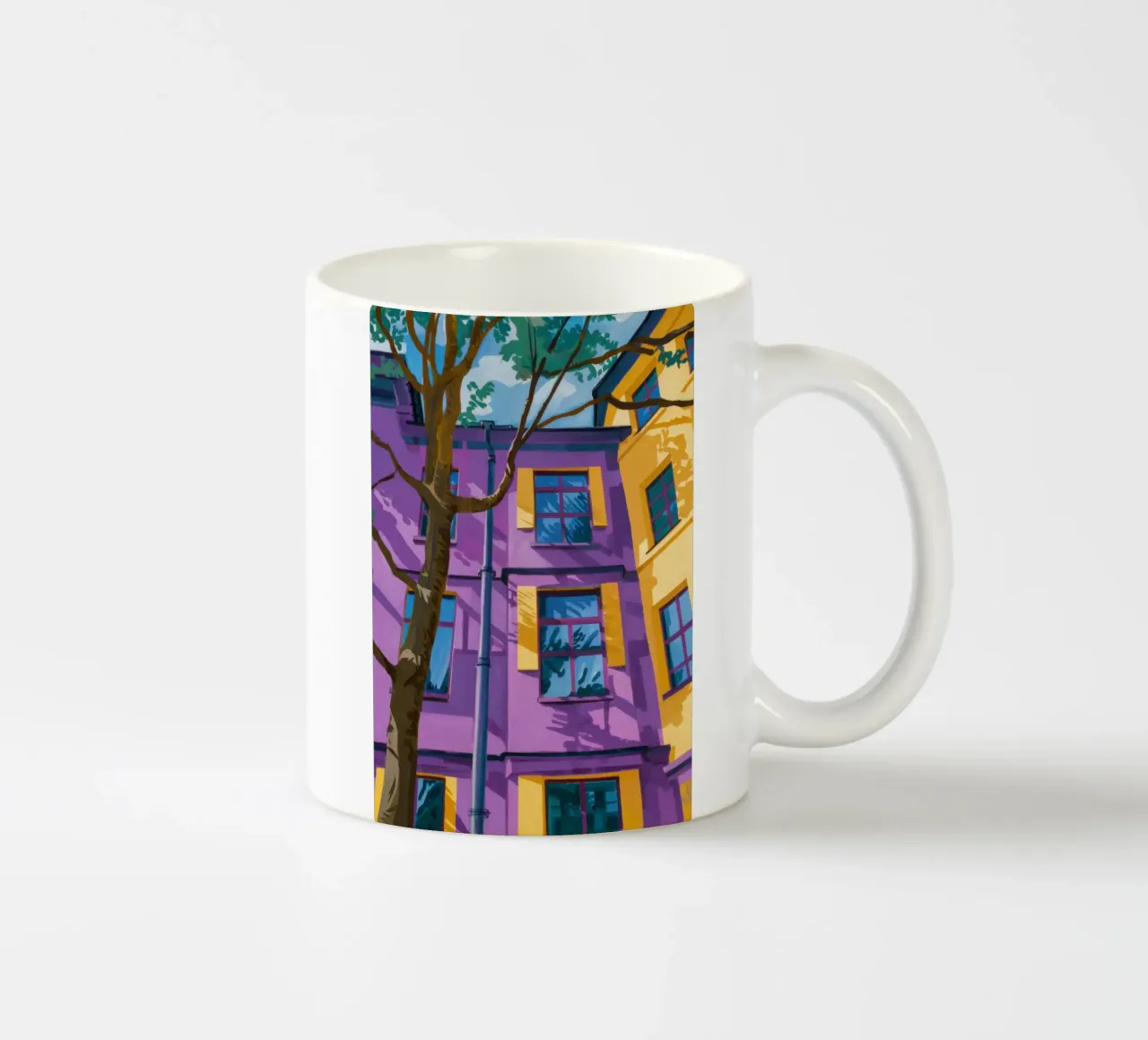 Psychedelic Urban Facade ceramic mug by Prism Ritual