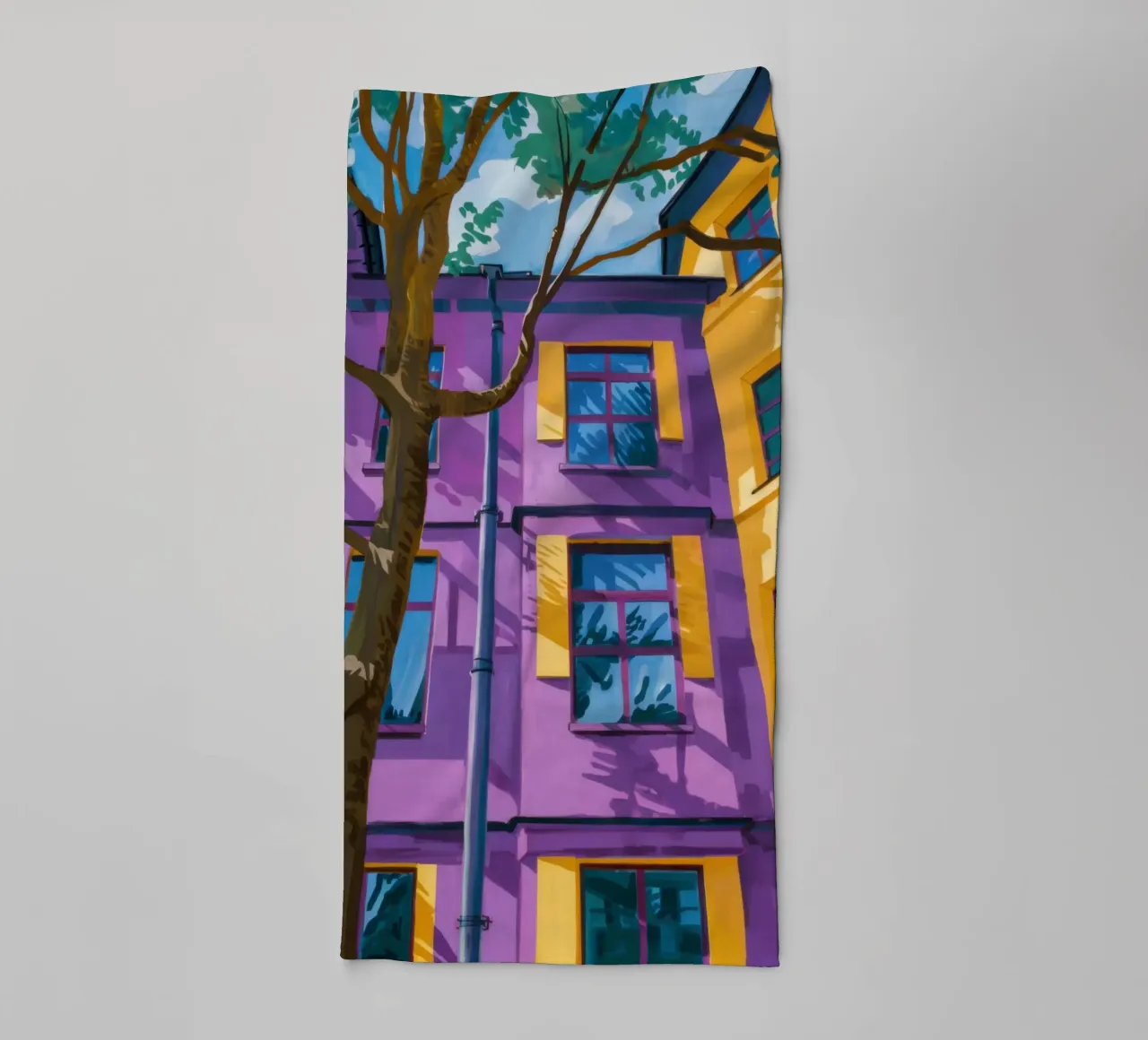 Psychedelic Urban Facade towel by Prism Ritual