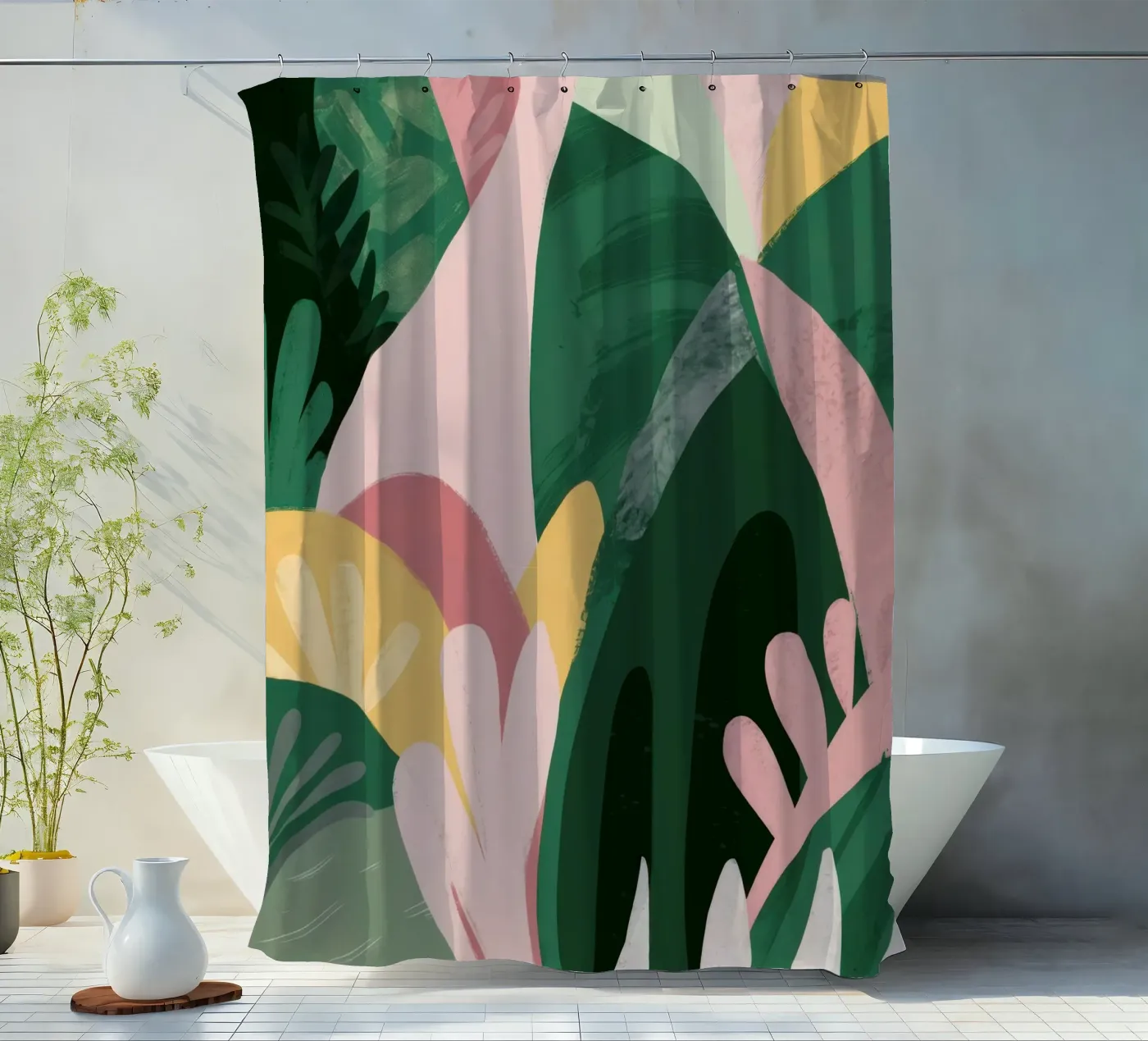 Abstrakte Blattkomposition Duschvorhang von Frosh Pallete