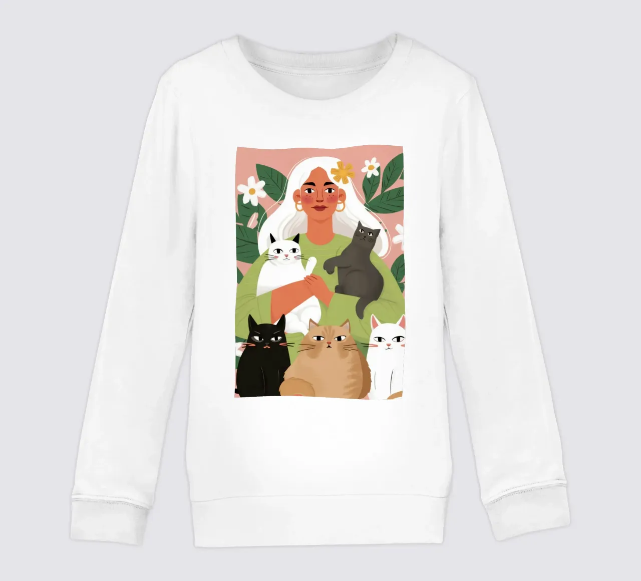 The Joyful Cat Lady kids sweatshirt by Veil Maya
