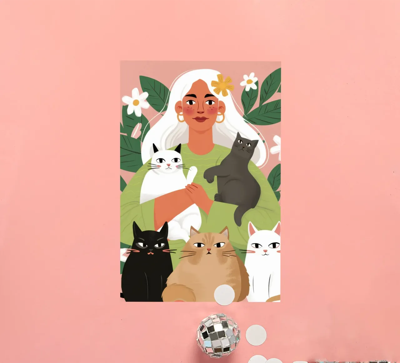 The Joyful Cat Lady sticker by Veil Maya