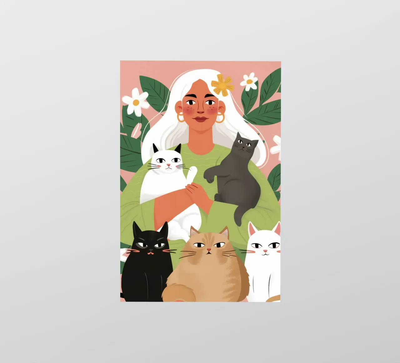 The Joyful Cat Lady sticker by Veil Maya