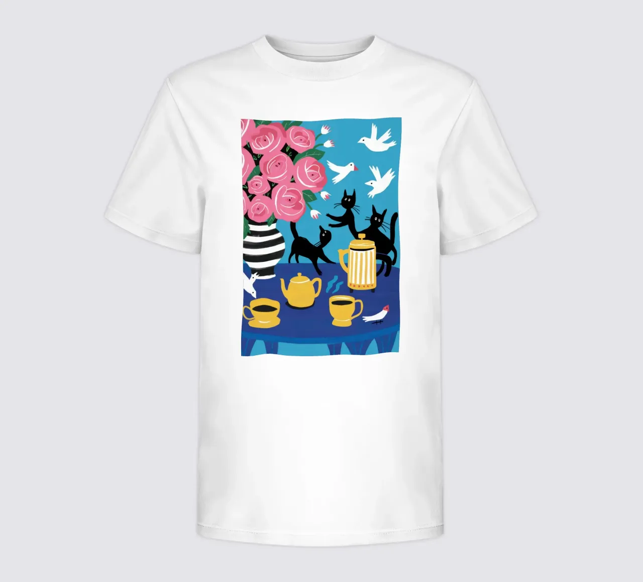 Theetijd met duiven kinder t-shirt van Veil Maya