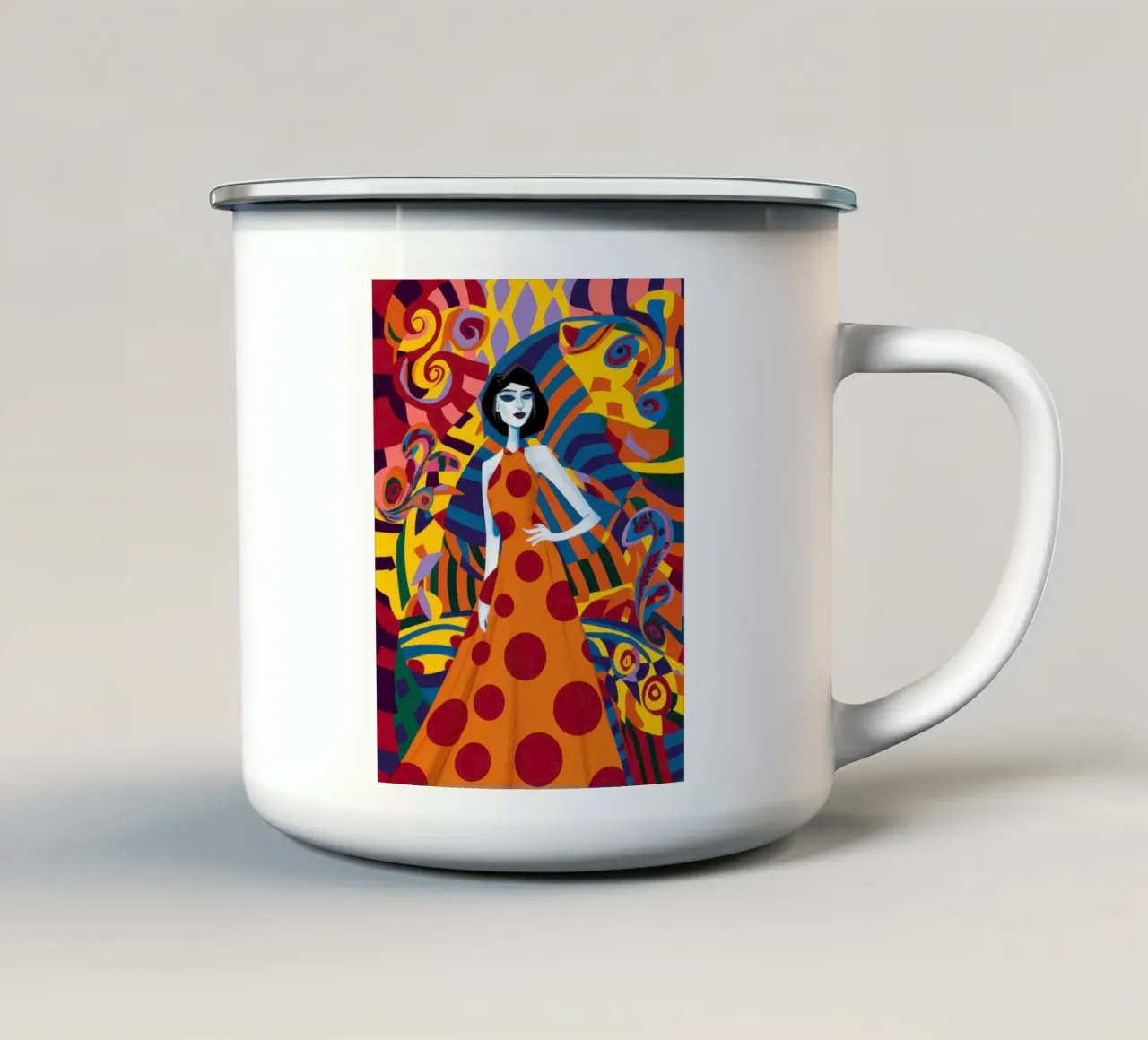 Fantasia in PolkaDot enamel mug by Prism Ritual