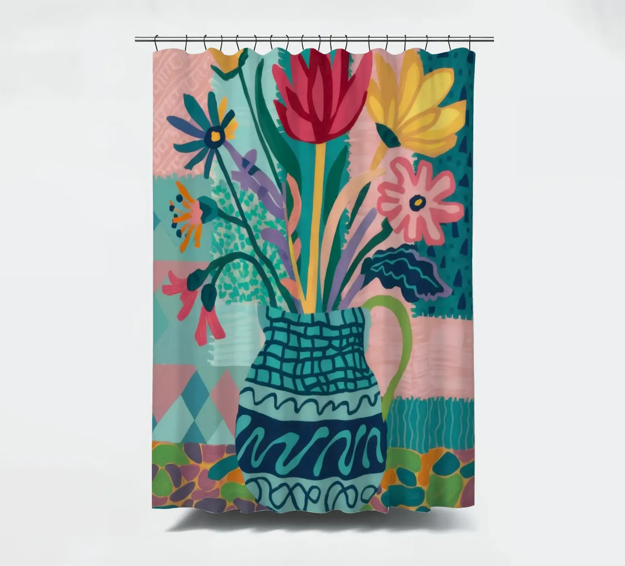 Intricate Vase Bouquet shower curtain by Frosh Pallete