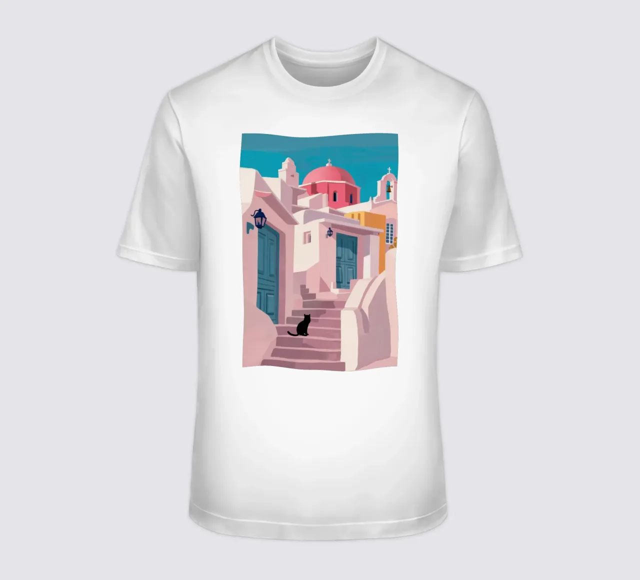 Santorini Cat Path t-shirt da Veil Maya