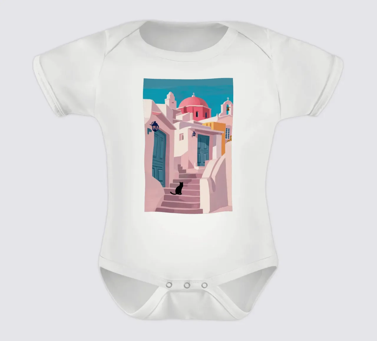 Santorini Cat Path body neonato maniche corte da Veil Maya