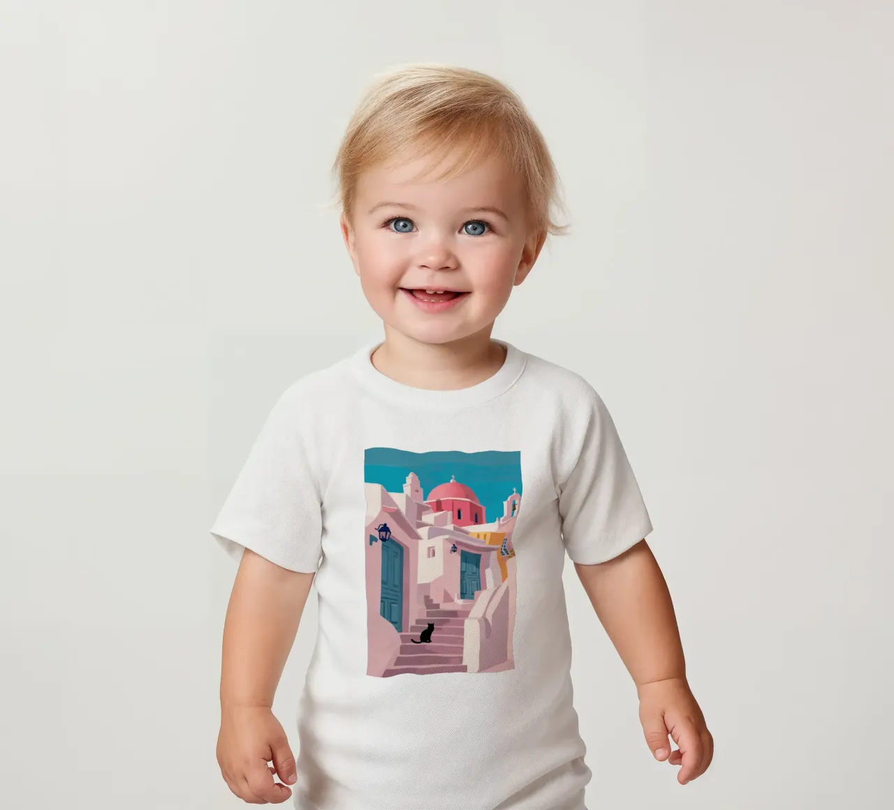 Santorini Cat Path maglietta neonato da Veil Maya