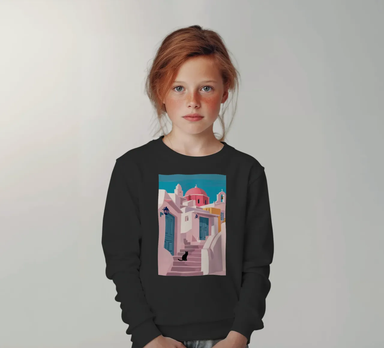 Santorini Cat Path felpa bambino da Veil Maya