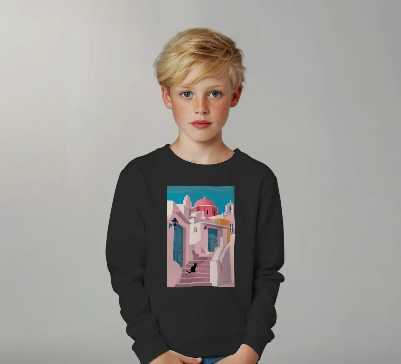 Santorini Cat Path felpa bambino da Veil Maya