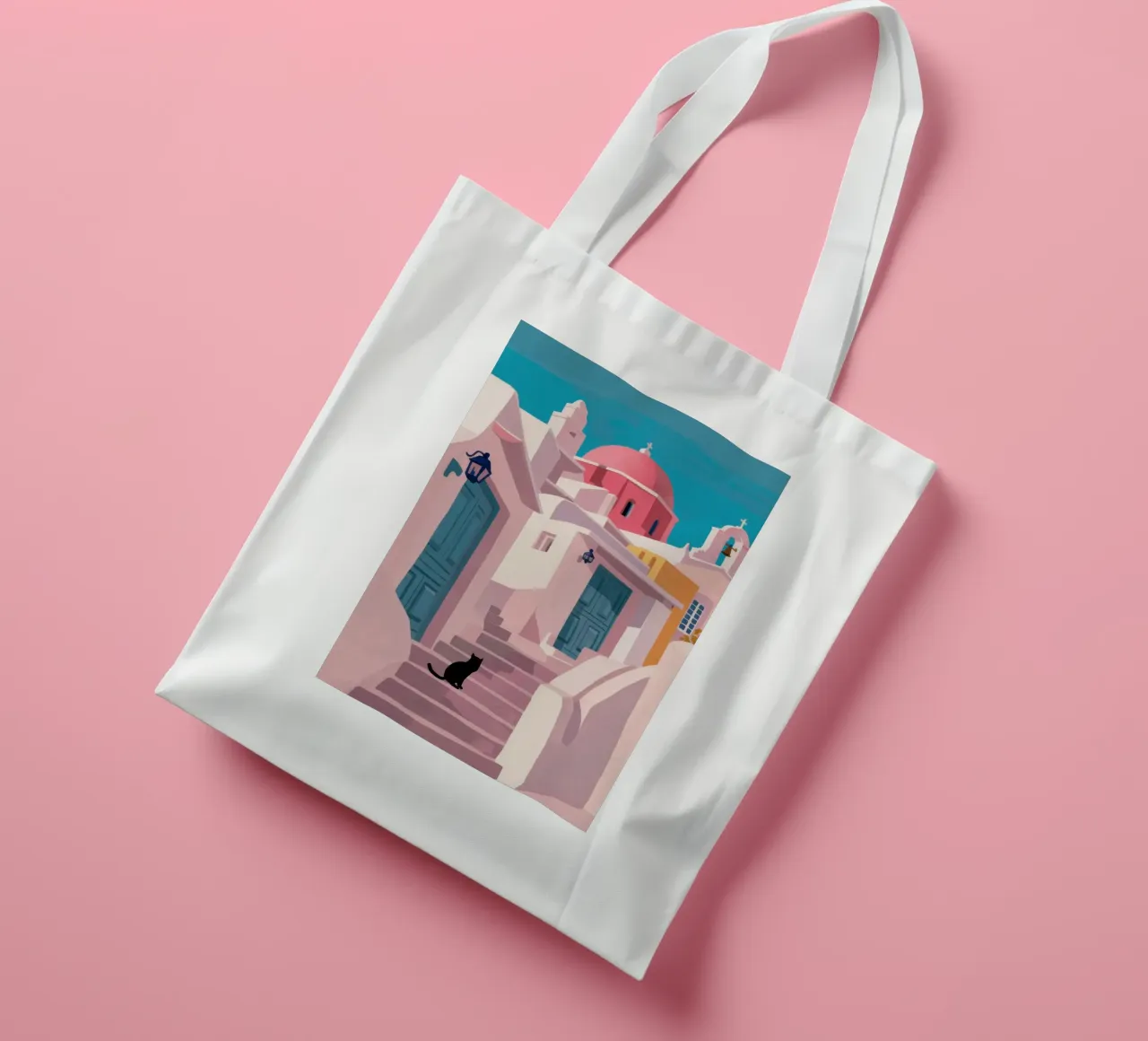 Santorini Cat Path borsa in juta da Veil Maya