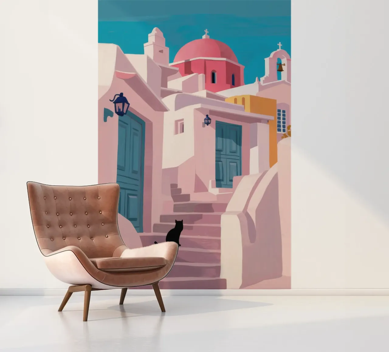 Santorini Cat Path photo wallpaper by Veil Maya