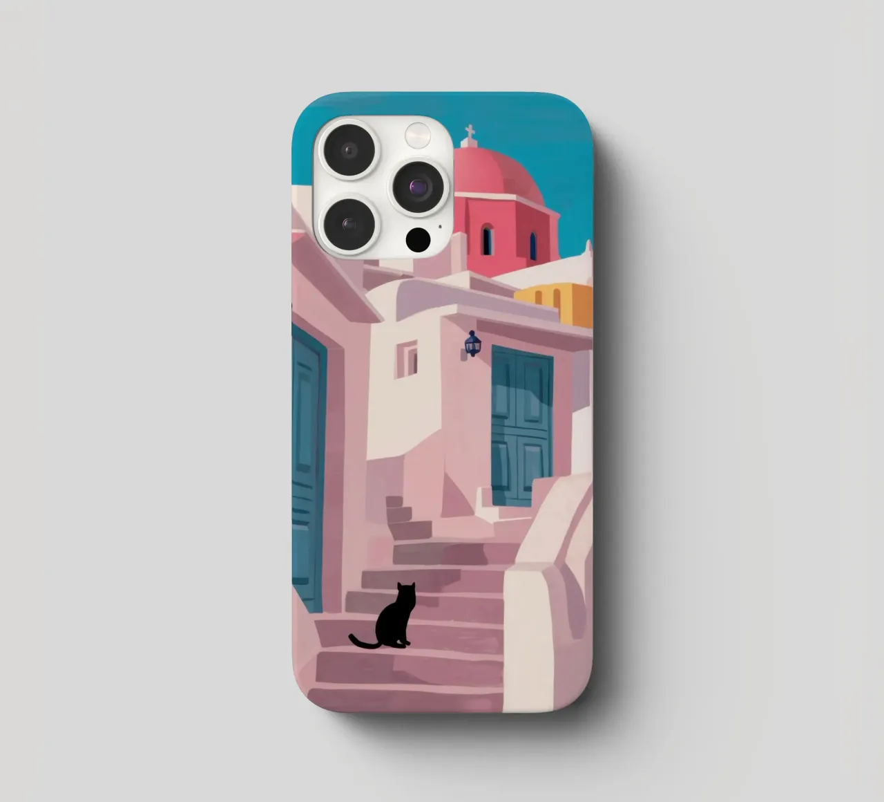 Santorini Cat Path cover iphone da Veil Maya