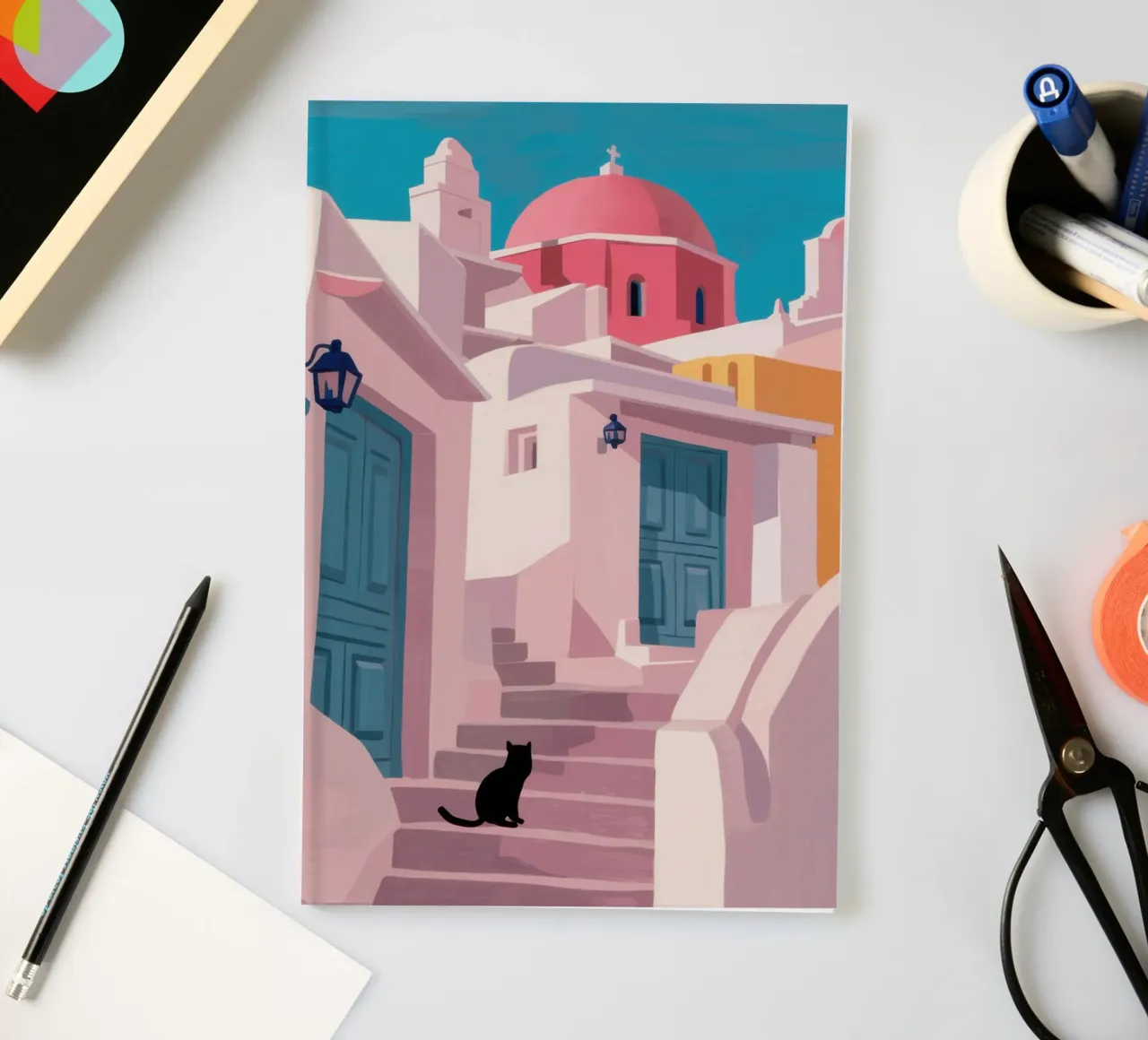 Santorini Cat Path notebook by Veil Maya