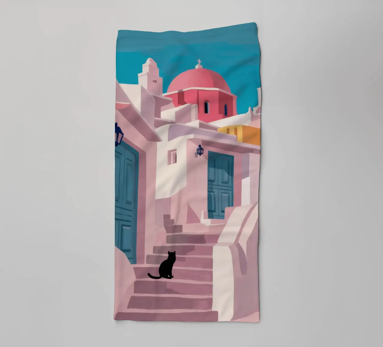 Santorini Cat Path towel by Veil Maya