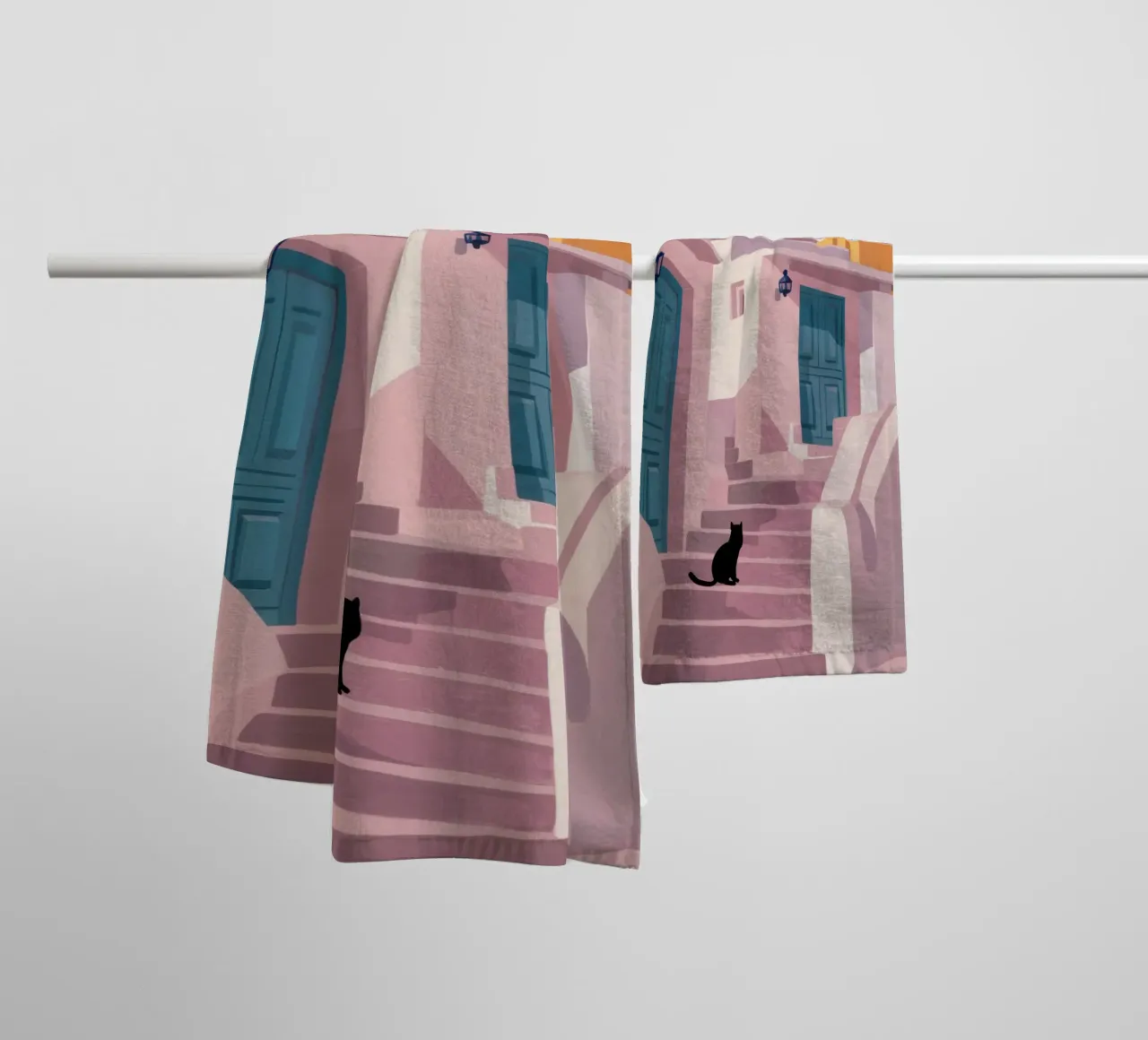 Santorini Cat Path towel by Veil Maya