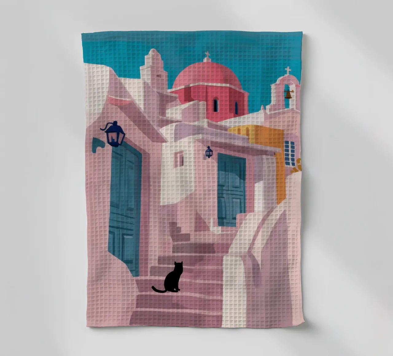 Santorini Cat Path canovaccio da cucina da Veil Maya