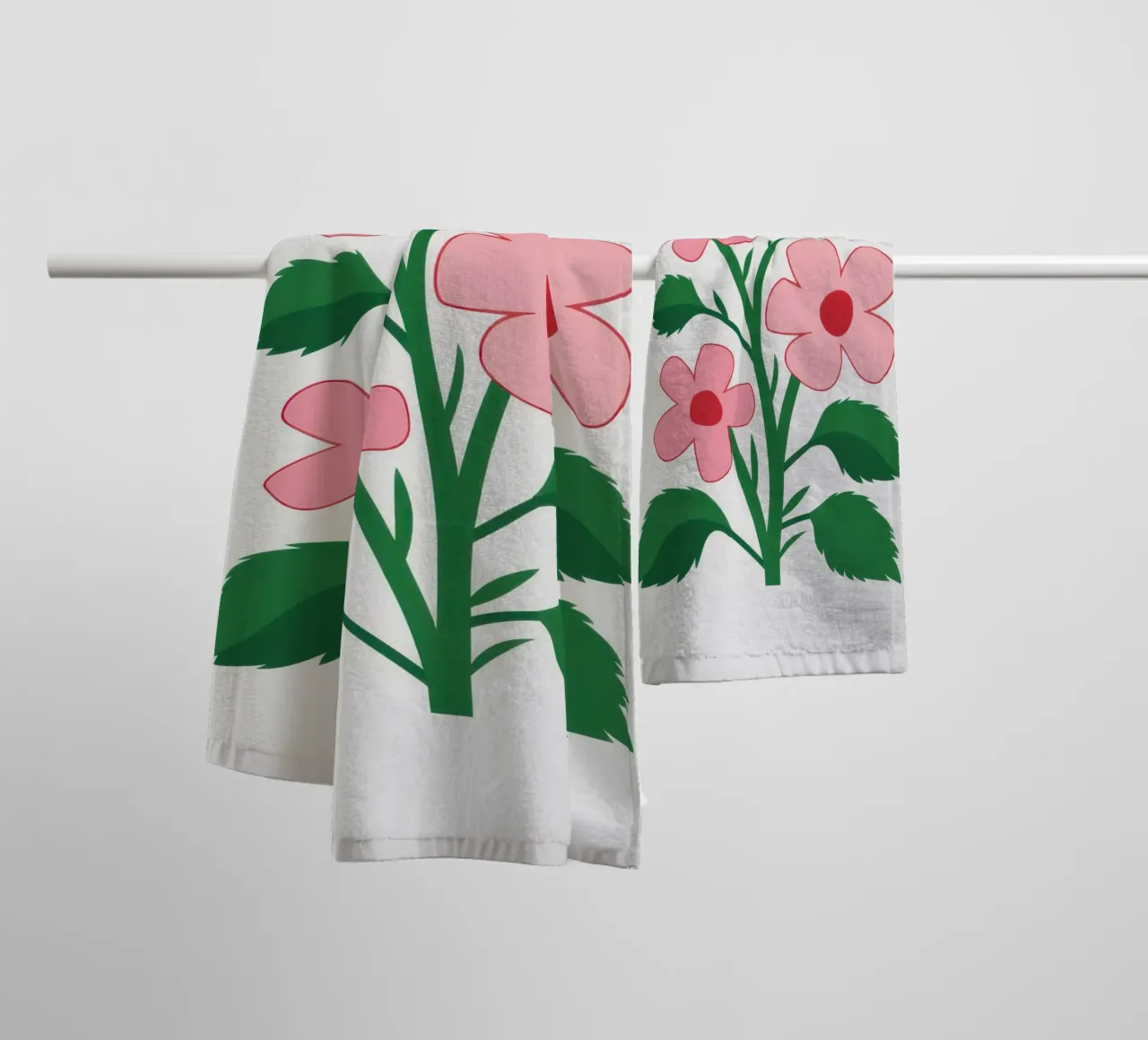 Simple Pink Blossoms towel by Solar Paint