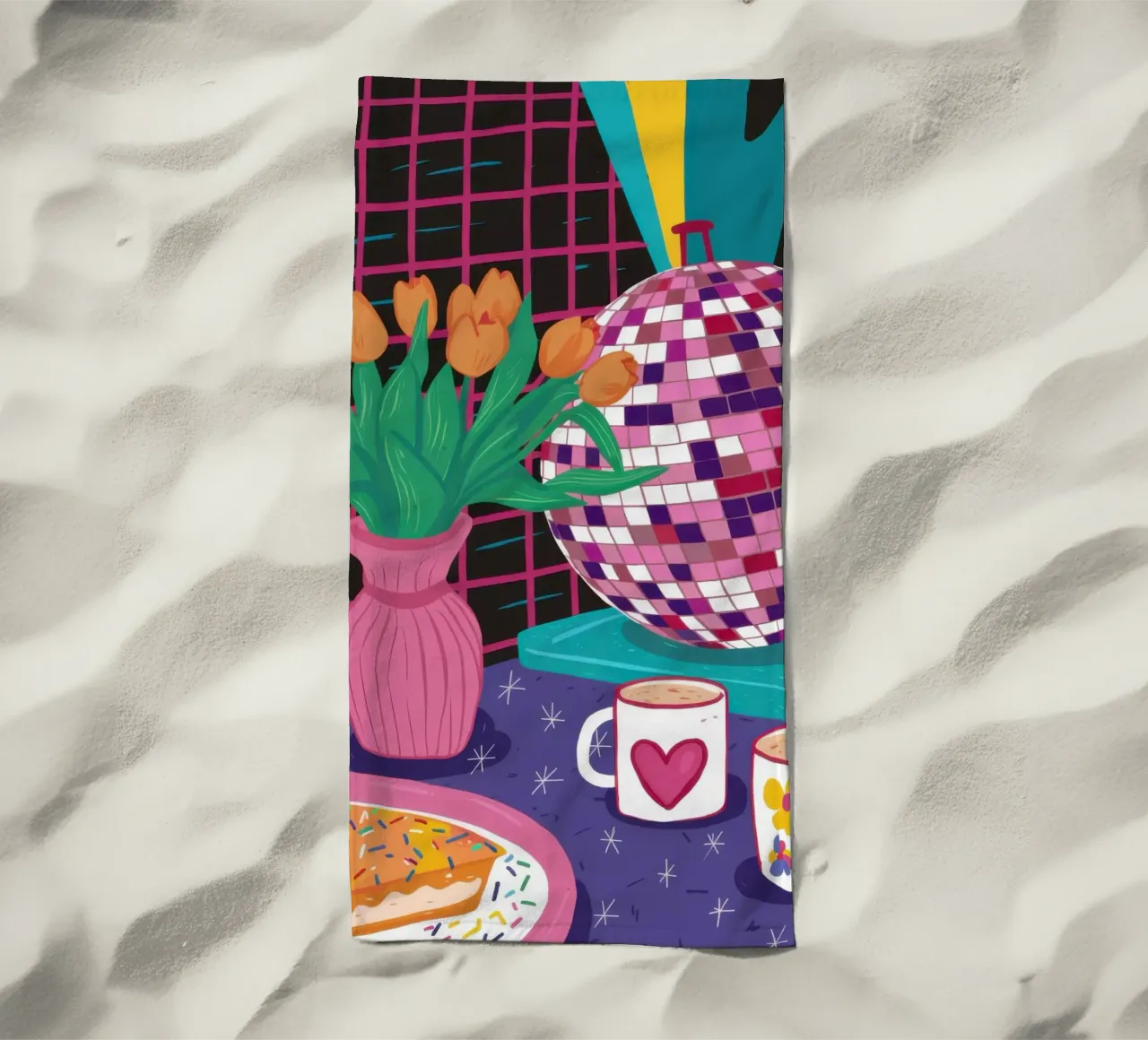 Checkered Tea Time beach towel by Prism Ritual