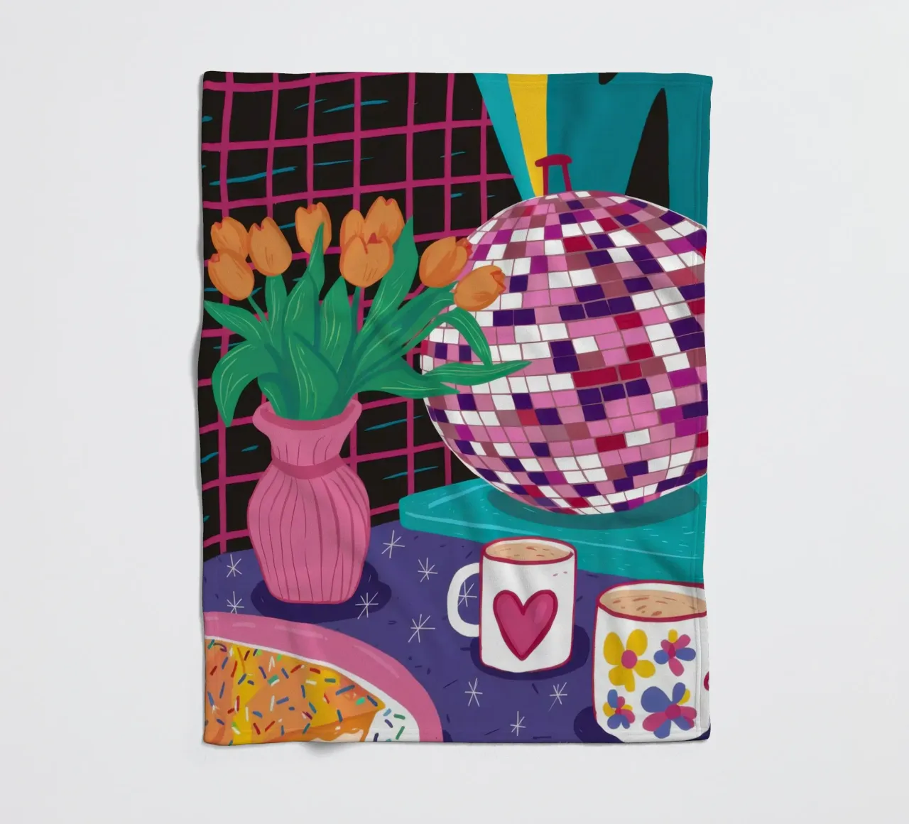 Checkered Tea Time fleece blanket by Prism Ritual
