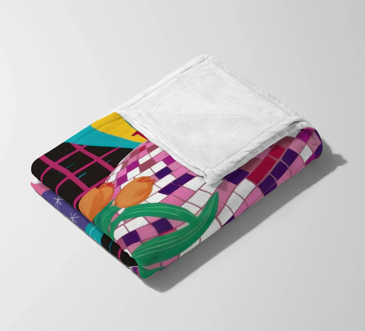 Checkered Tea Time fleece blanket by Prism Ritual