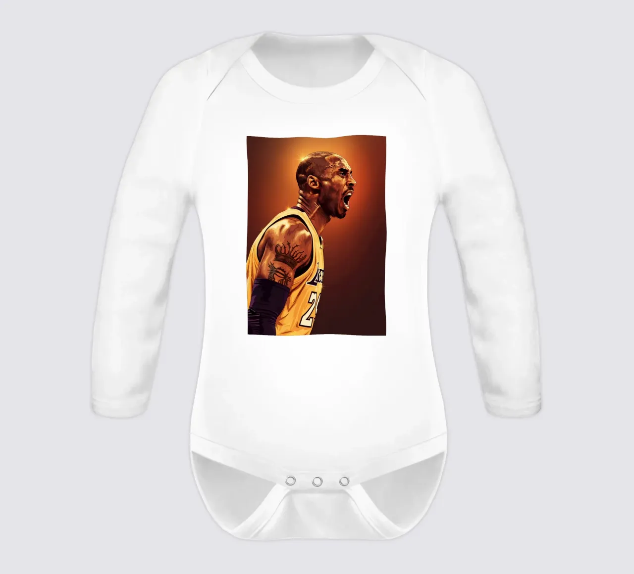 Kobe Bryant portrait (9) long-sleeve baby romper by Lembayung art