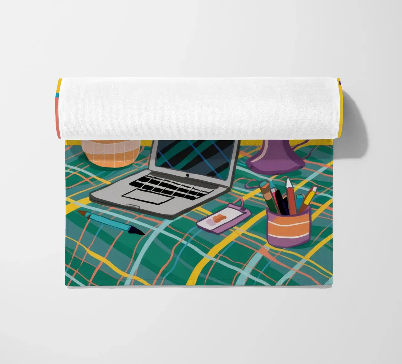 Gezellige werkruimte vibe strandhanddoek van Solar Paint