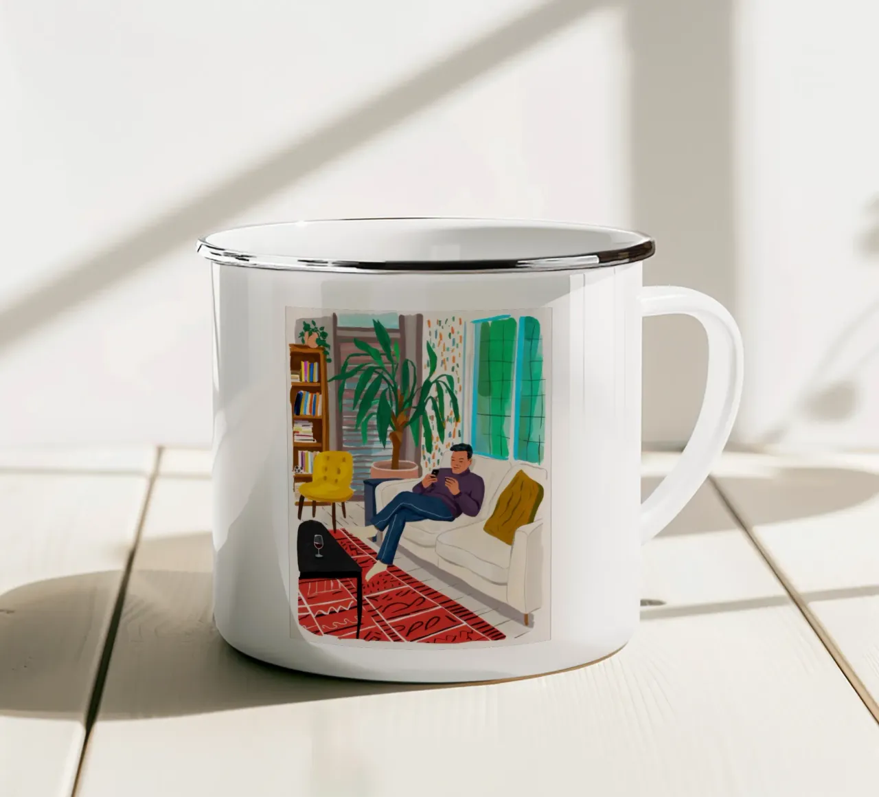 Pomeriggio di sole a oziare tazza in smalto da Prism Ritual