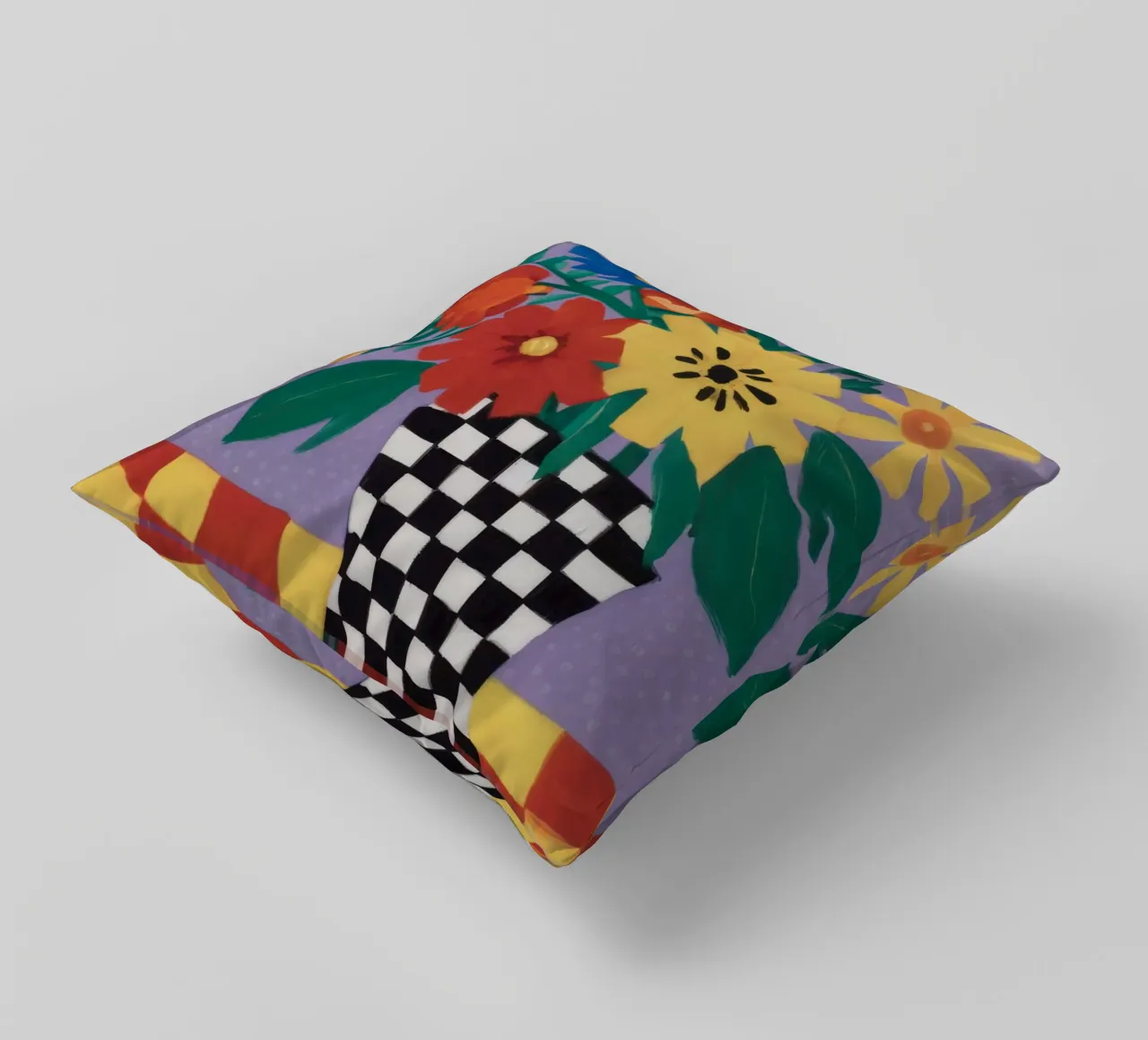 Gioia floreale a scacchiera cuscino da Frosh Pallete