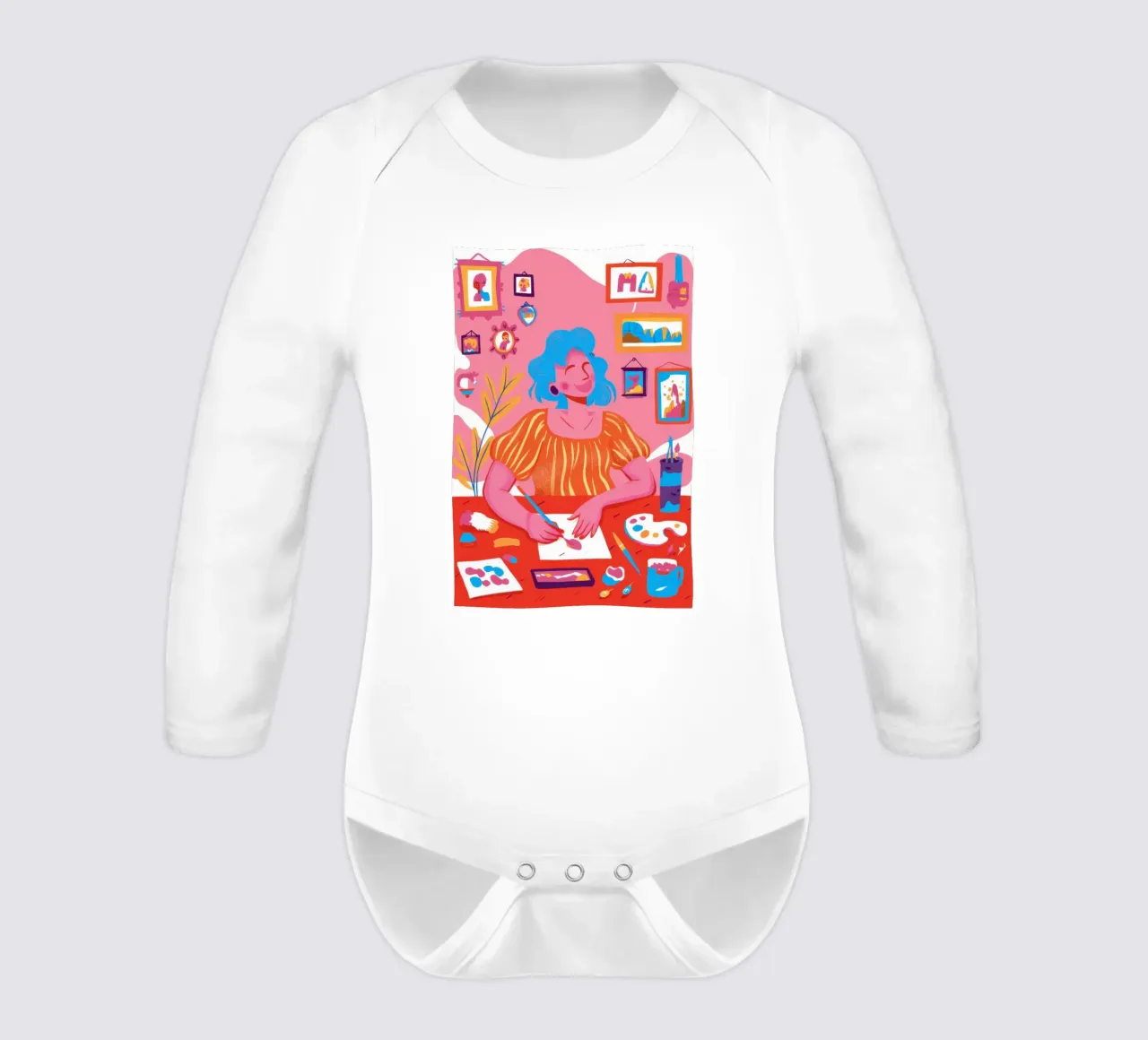 Artist in a Red Tutu long-sleeve baby romper by Veil Maya