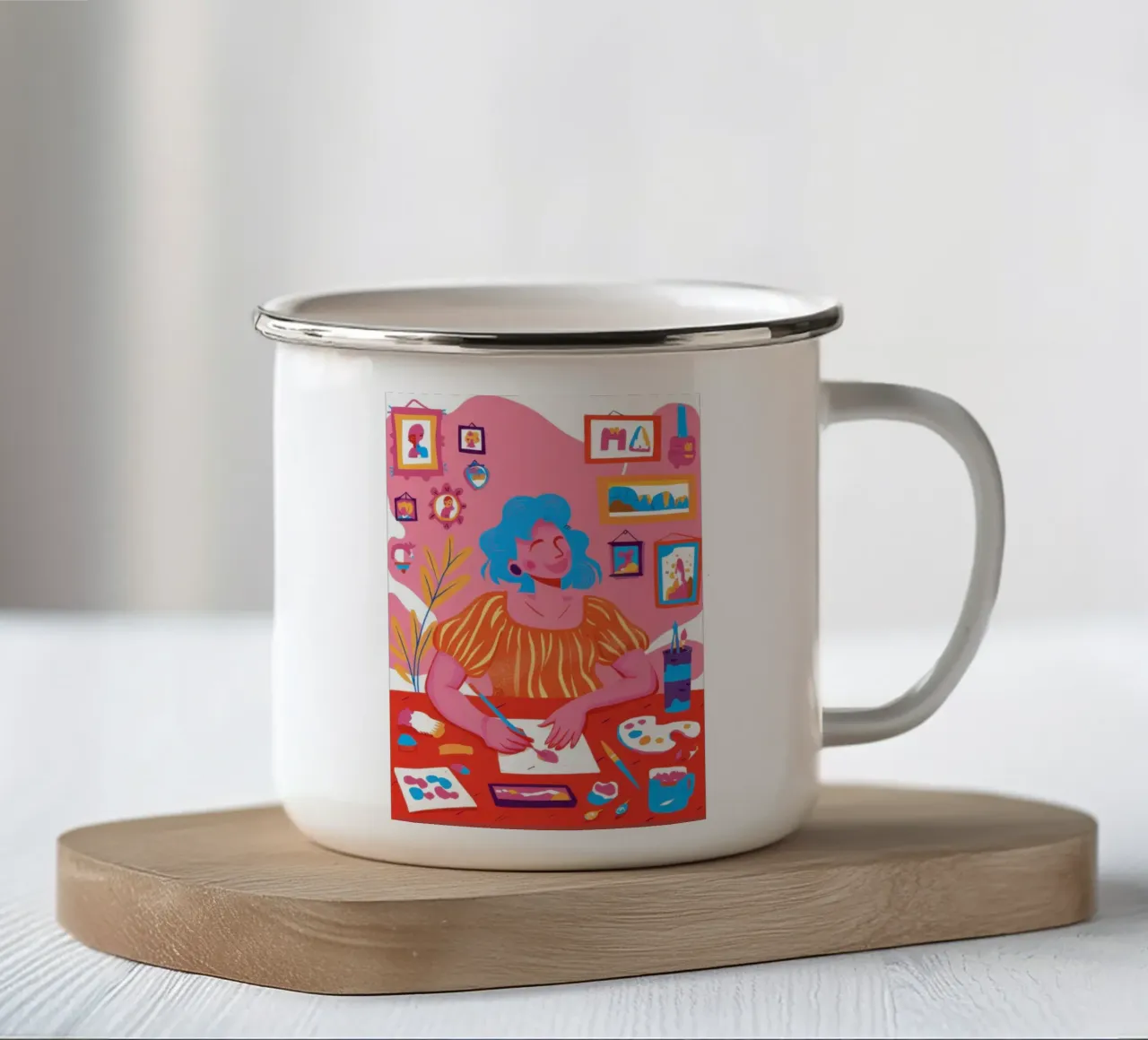 Artista in tutù rosso tazza in smalto da Veil Maya