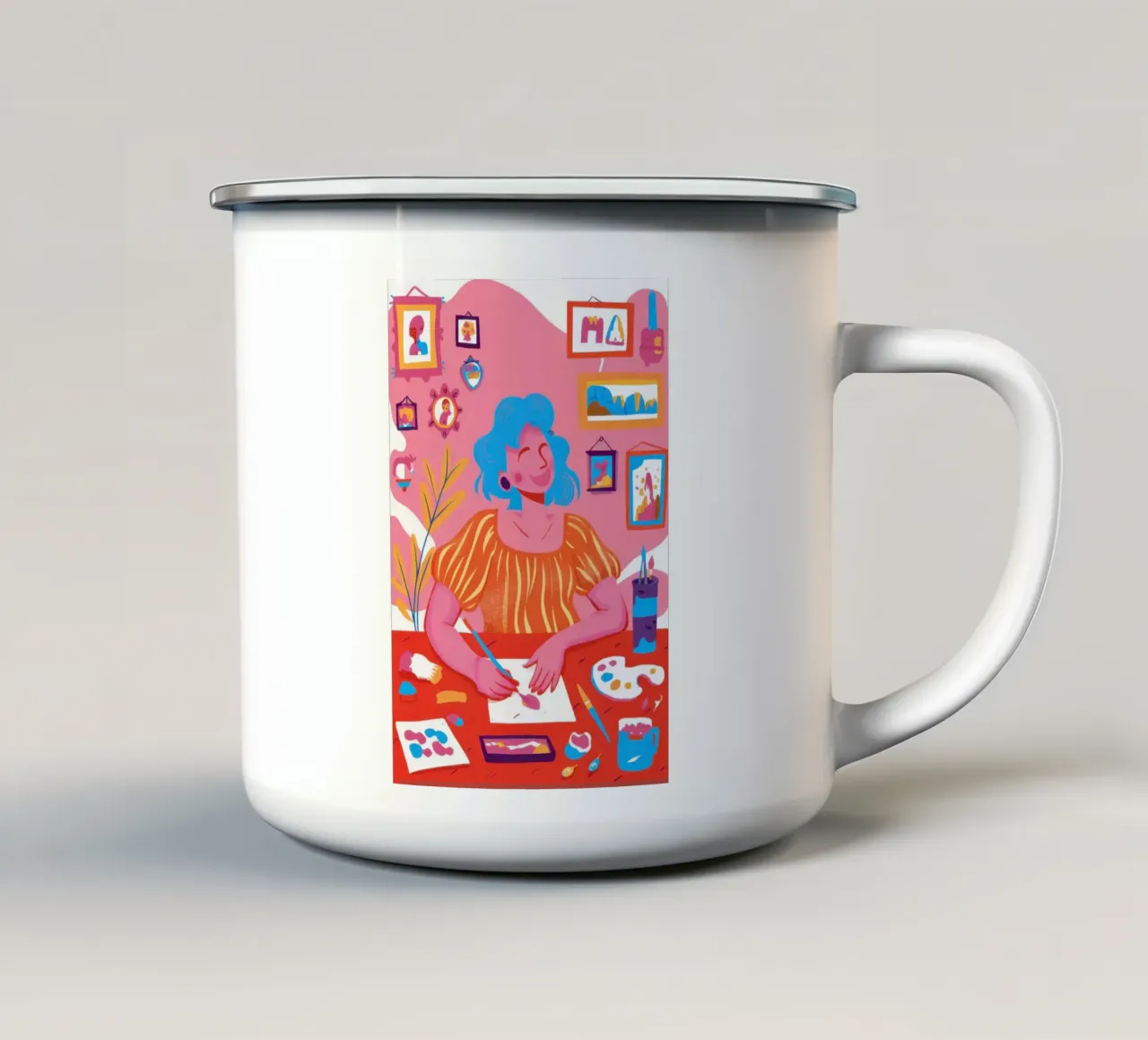 Artista in tutù rosso tazza in smalto da Veil Maya