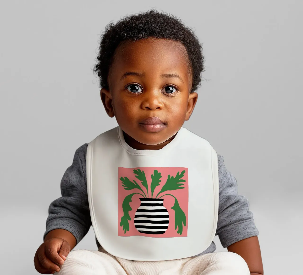 Graphic Leaf Statement baby bib by Prism Ritual