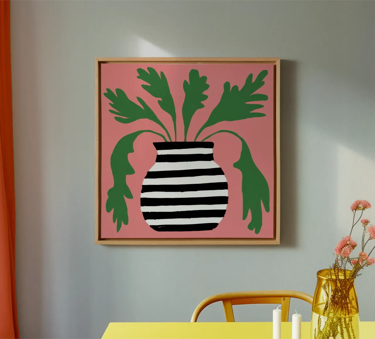 Graphic Leaf Statement canvas with Floater frame by Prism Ritual