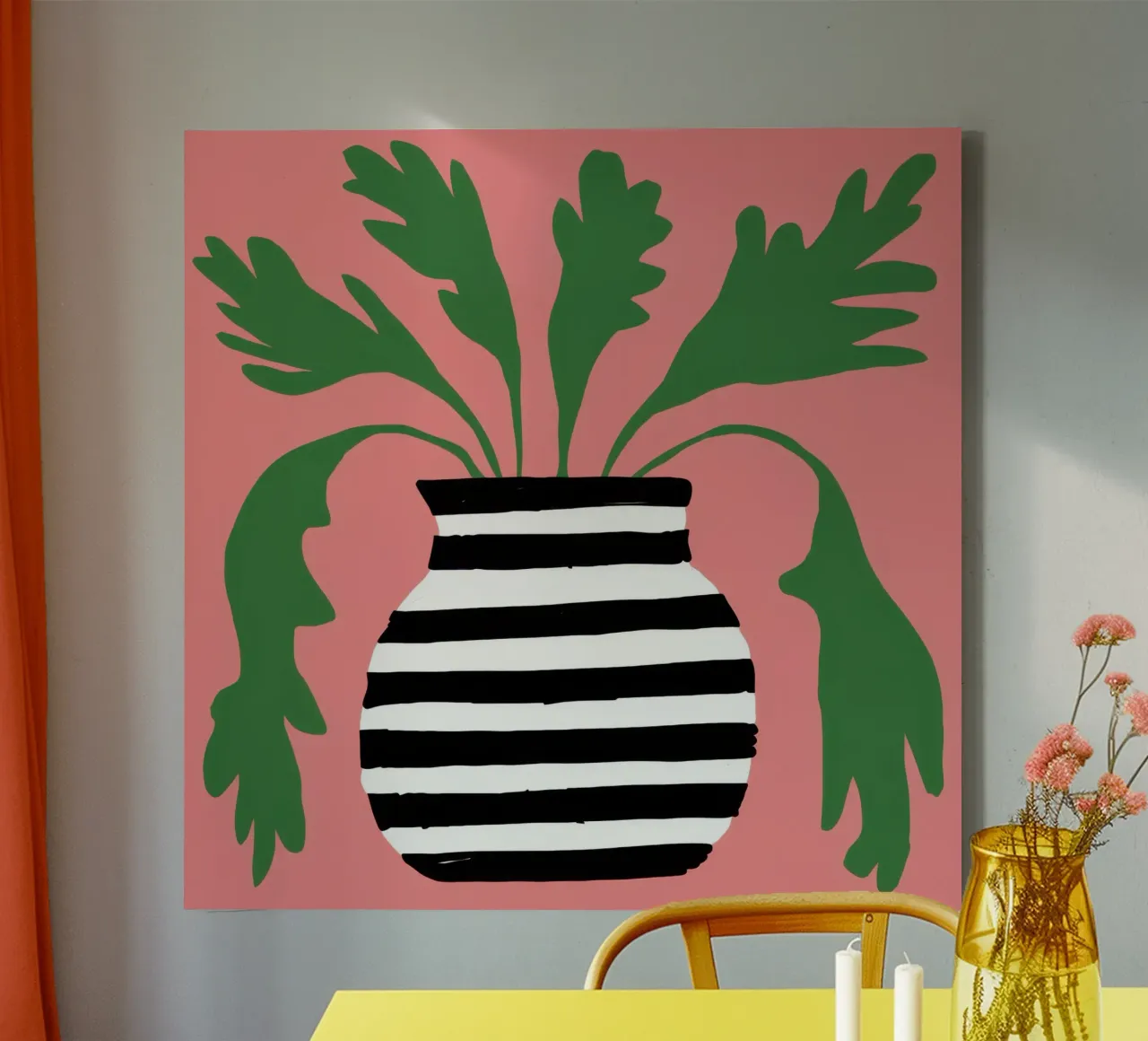 Graphic Leaf Statement canvas with Floater frame by Prism Ritual