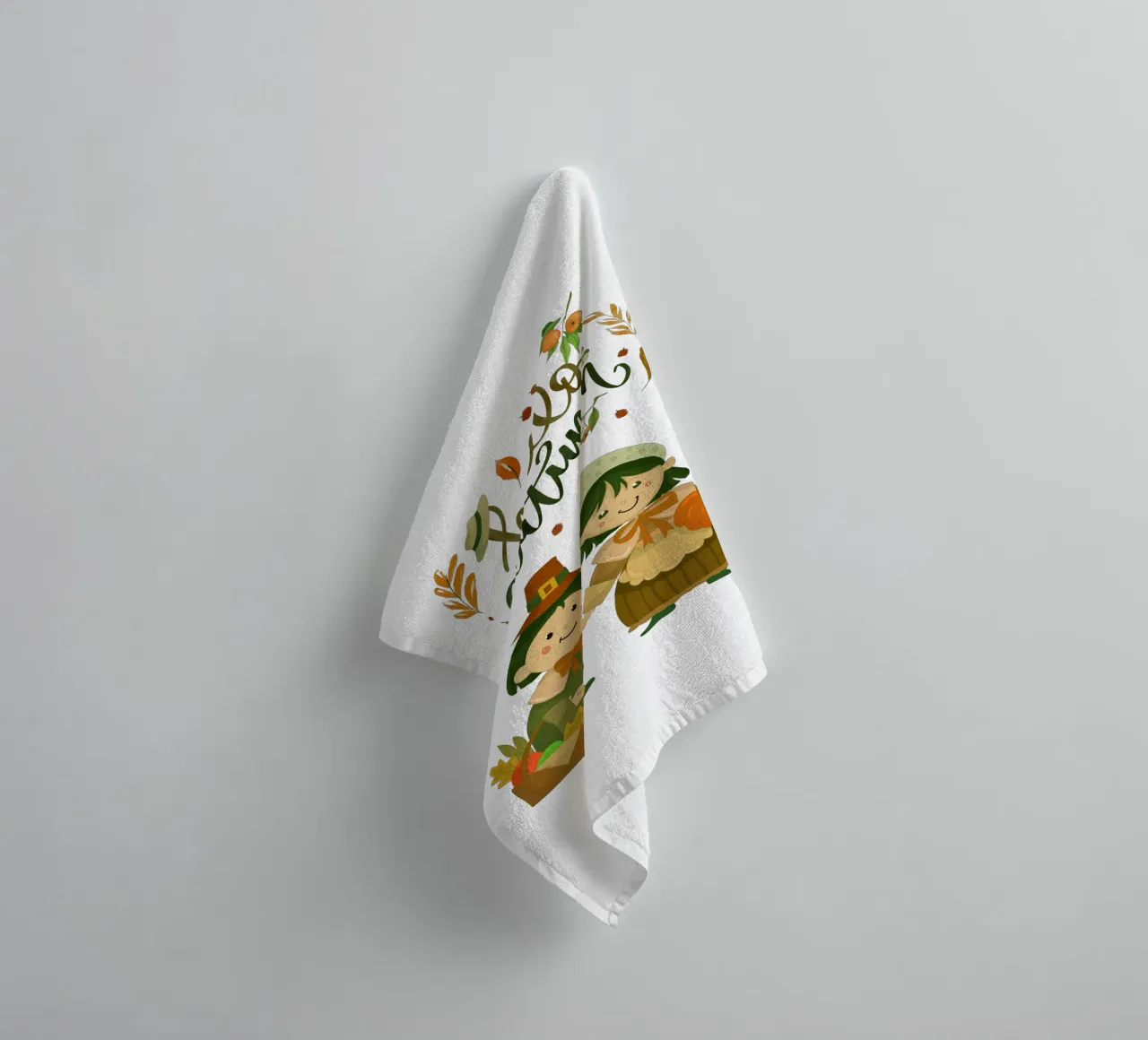 Cute Cartoon Children Leaves towel by Cute