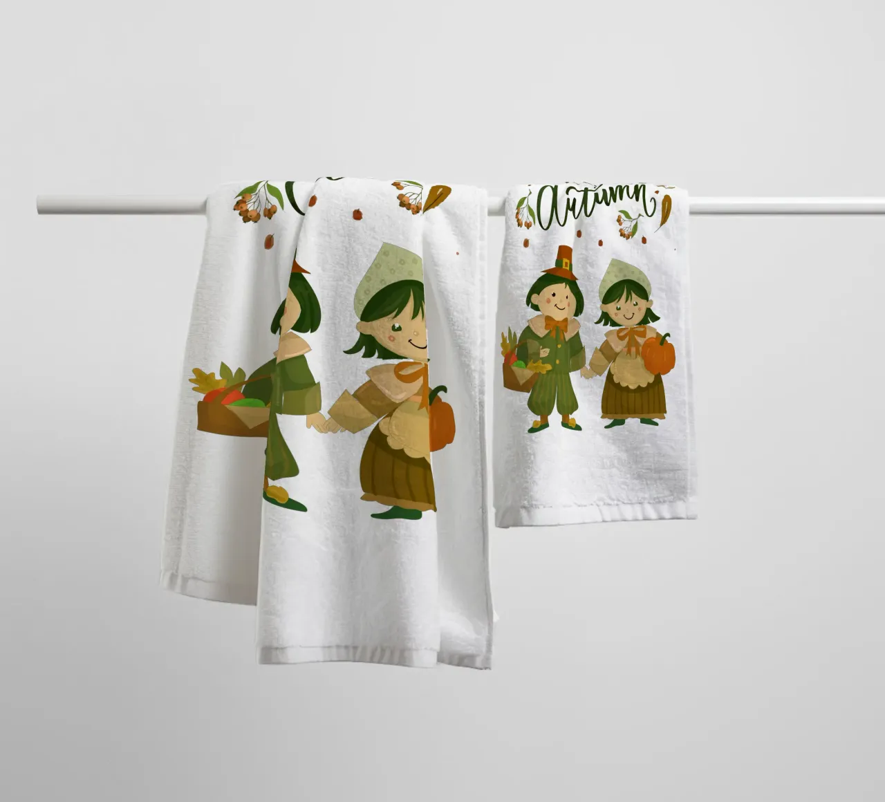 Cute Cartoon Children Leaves towel by Cute