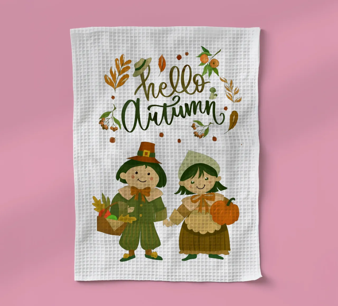 Schattige Kinderen Bladeren theedoek van Cute